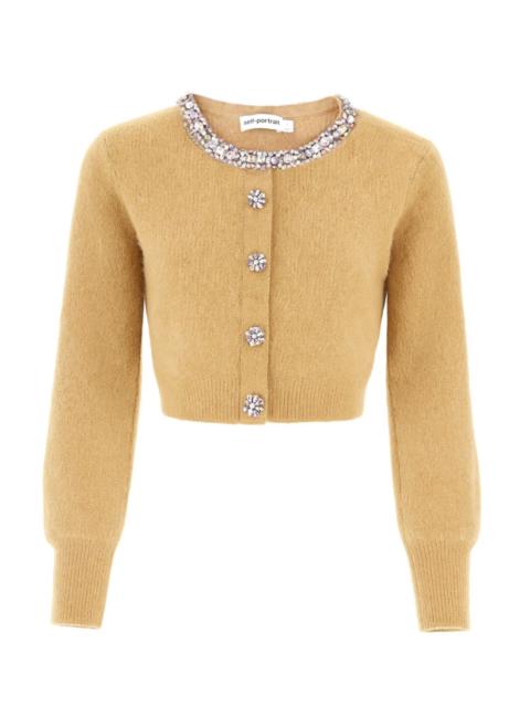 self-portrait ALPACA CARDIGAN WITH RHINESTONES ON THE PROFILE