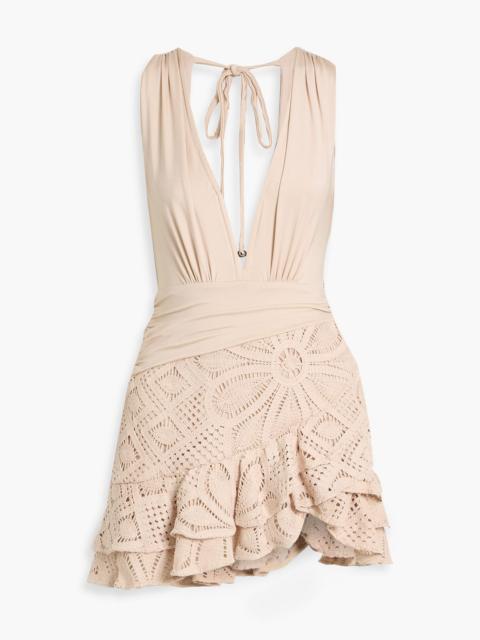 PatBO Camila Coelho stretch-jersey and crochet mini dress