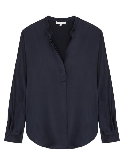 Vince B BAND COLLAR BLOUSE