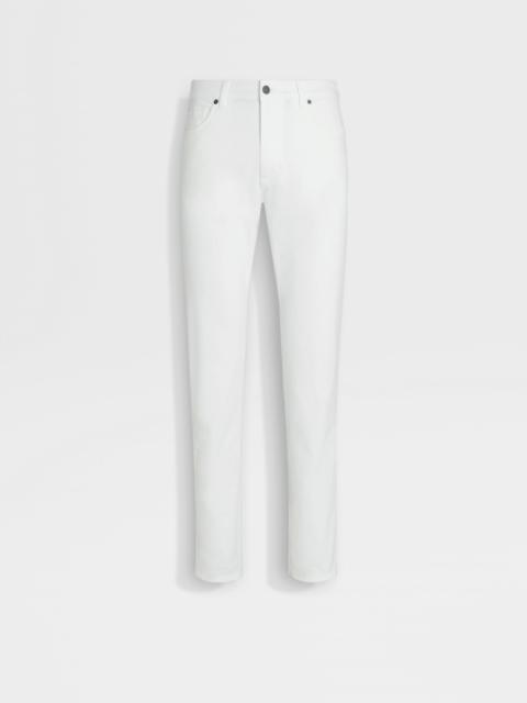 ZEGNA WHITE STRETCH COTTON ROCCIA JEANS