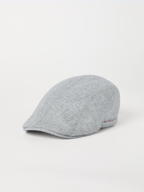 Brunello Cucinelli Virgin wool flannel flat cap with embroidery