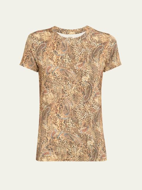 L'AGENCE Ressi Short-Sleeve Valencia Leopard Tee