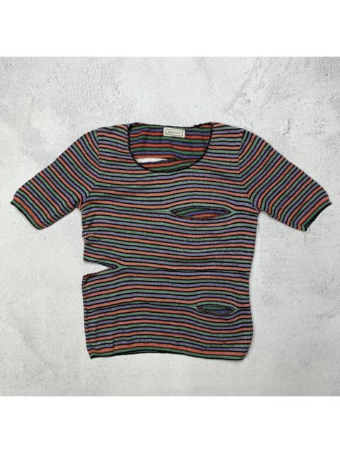 Hysteric Glamour Hysteric Glamour Striped Distressed Cut-Out Knit Tshirt