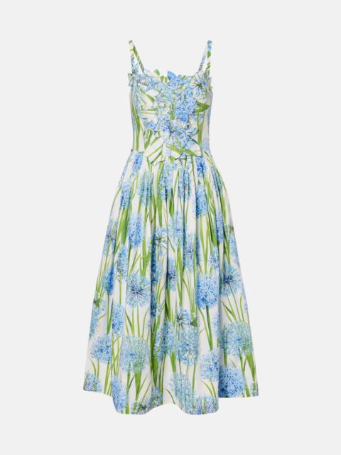 Oscar de la Renta Allium floral cotton-blend midi dress