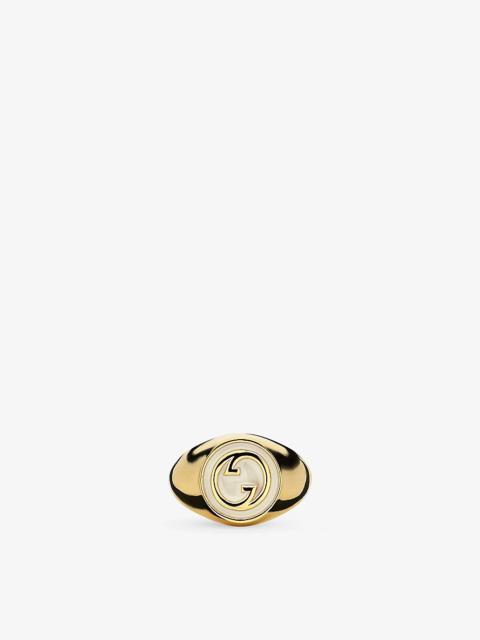 Blondie interlocking-G enamelled gold-toned metal ring