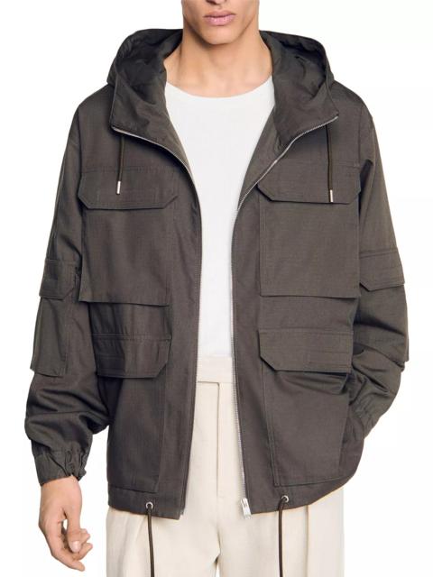 Sandro Hooded Military Parka