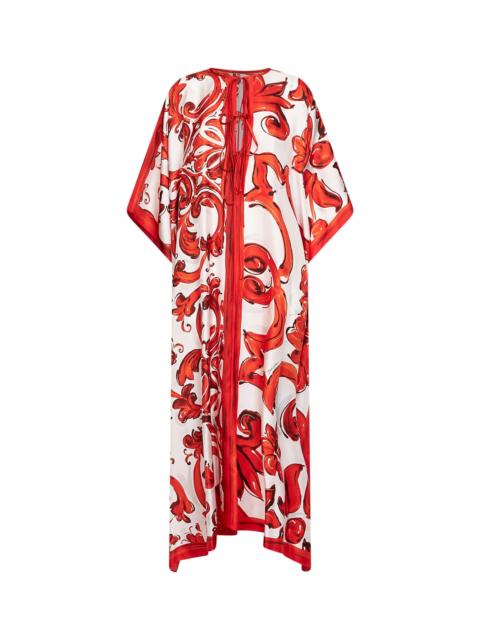 Dolce & Gabbana Dolce & Gabbana Women Orange Maiolica-Print Twill Kaftan Dress