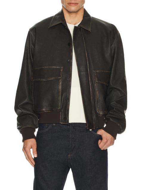 LE17SEPTEMBRE Distressed Leather Bomber Jacket