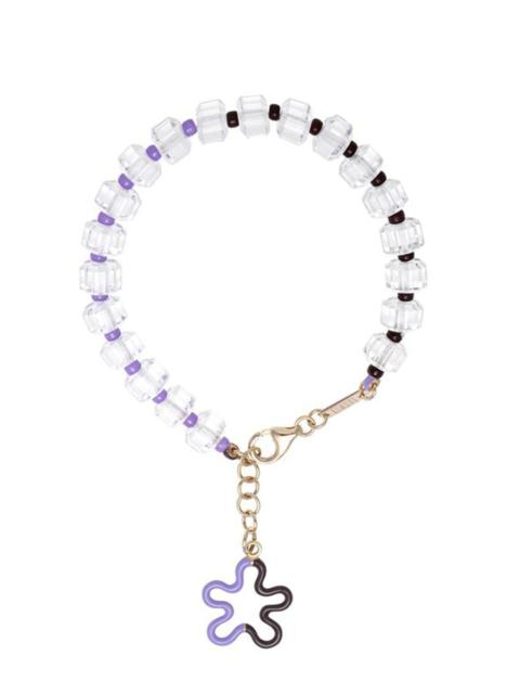 BEA BONGIASCA Lavender and Chocolate B Beaded Floral Bracelet