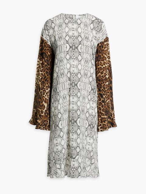 Other Designers Printed silk-crepe midi dress