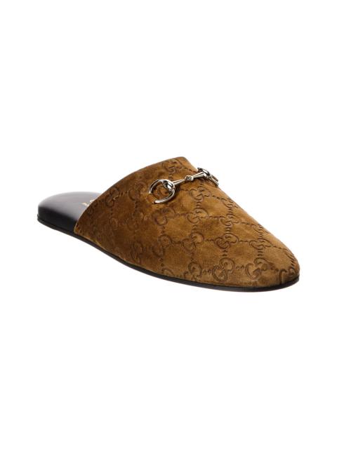GUCCI Gucci Horsebit GG Suede Mule