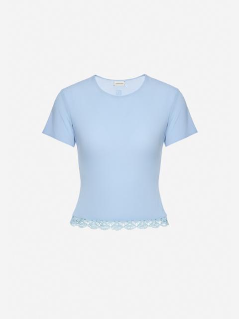 MAGDA BUTRYM Fitted t-shirt with crochet trim in light blue