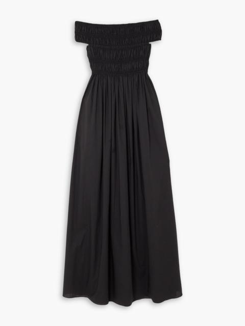 MATTEAU Off-the-shoulder shirred cotton-poplin maxi dress