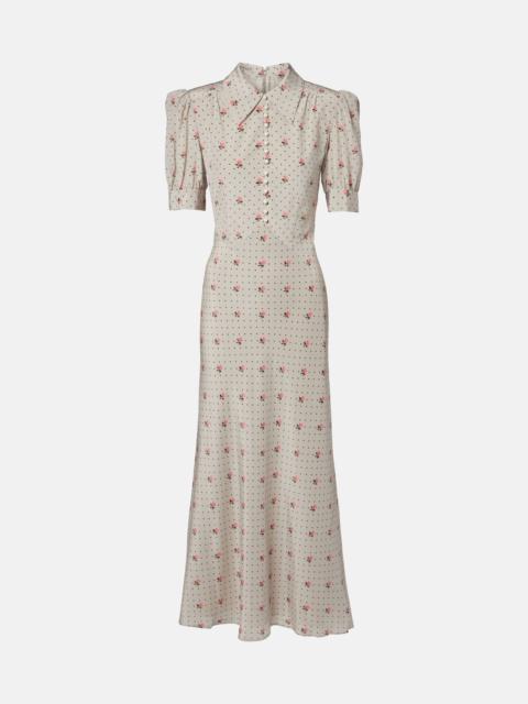 Alessandra Rich Floral polka-dot silk maxi dress