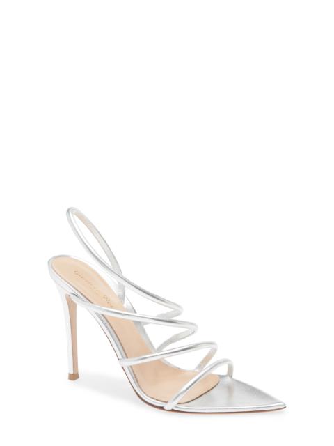 Gianvito Rossi Gianvito Rossi Ettie Pointed Toe Slingback Sandal in Silver at Nordstrom