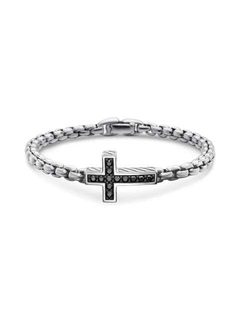 DAVID YURMAN David Yurman Pavé Cross Bracelet in Sterling Silver with Diamonds, 5mm in Black Diamond at Nordstrom