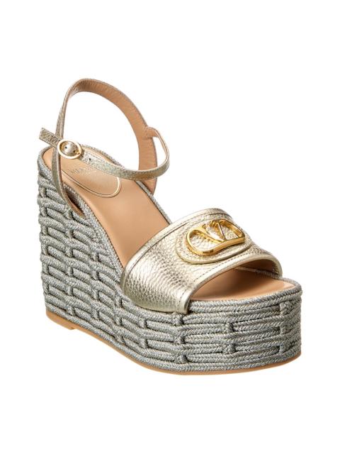 Valentino Valentino VLogo Signature Leather Wedge Sandal