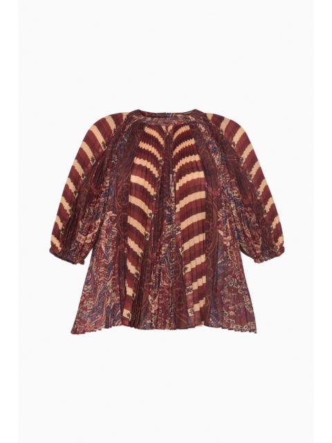 ULLA JOHNSON Dafne Pleated Short Sleeve Blouse