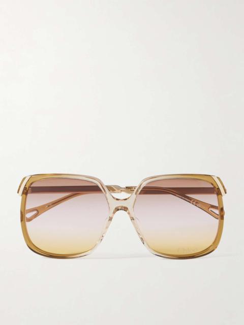 Aly square-frame acetate and gold-tone sunglasses Gold