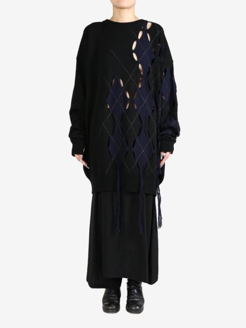 Y'S Women Irregular Argyle Big Knitwear