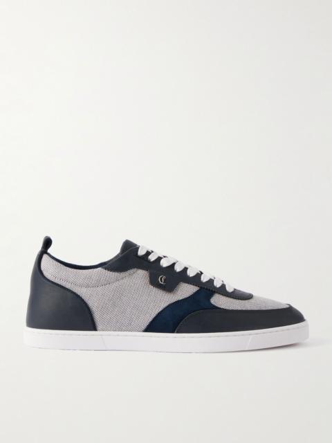 Christian Louboutin Tutti Rui Leather and Suede-Trimmed Granariso Canvas Sneakers Navy