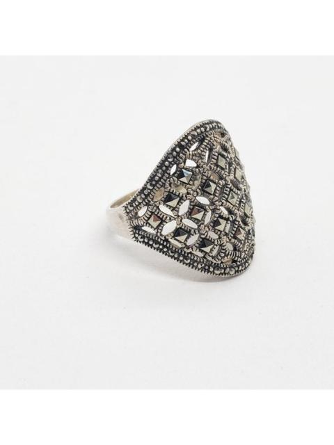 Other Designers Handmade - Vintage .925 Sterling Silver & Marcasite Pave Ring, Size 8