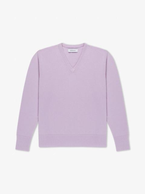 SPRWMN LAVENDER CASHMERE V-NECK BOYFRIEND SWEATER