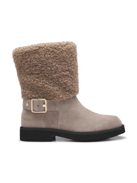 BOSS SUEDE BIKER BOOTS WITH DOUBLE B MONOGRAM TRIM