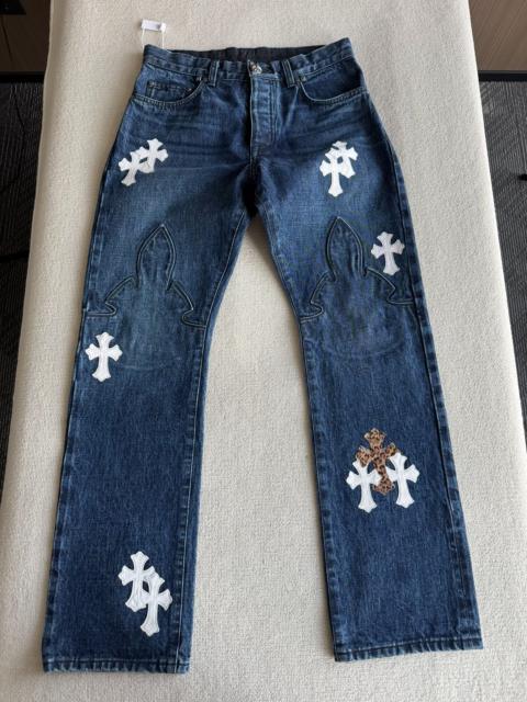Chrome Hearts Chrome Hearts Leopard Print + White Leather Blue Flame Jeans Special Order
