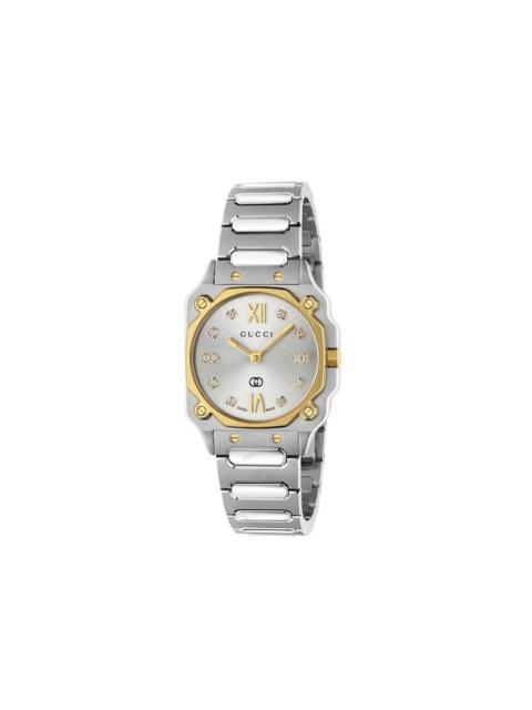 GUCCI Gucci G-Flat Quartz Diamond Silver Dial Ladies Watch YA166503