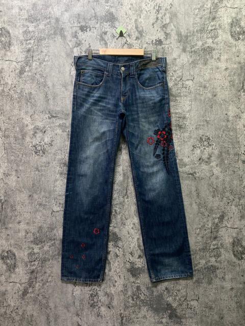 Other Designers Designer - Japanese TAKEO KIKUCHI Floral motif Embroidered Denim