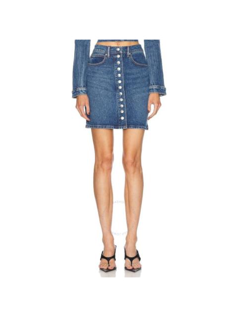 T by Alexander Wang Snap Front High-Waisted Denim Skirt