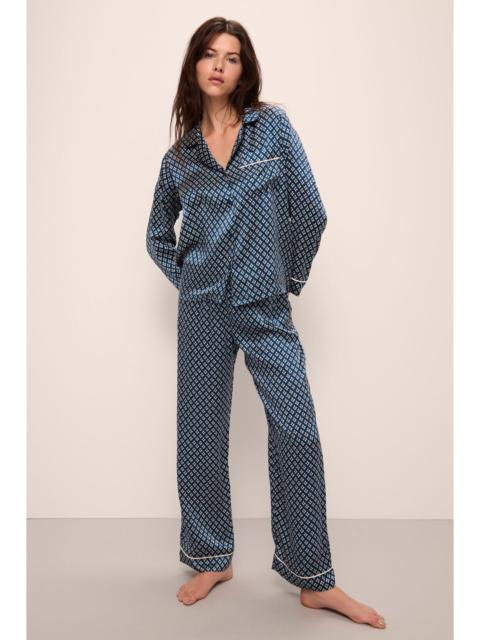 eberjey Inez Washable Silk Printed Long PJ Set