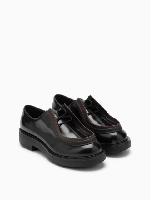 Prada Men Black/Brown Leather Diapason Lace-Up
