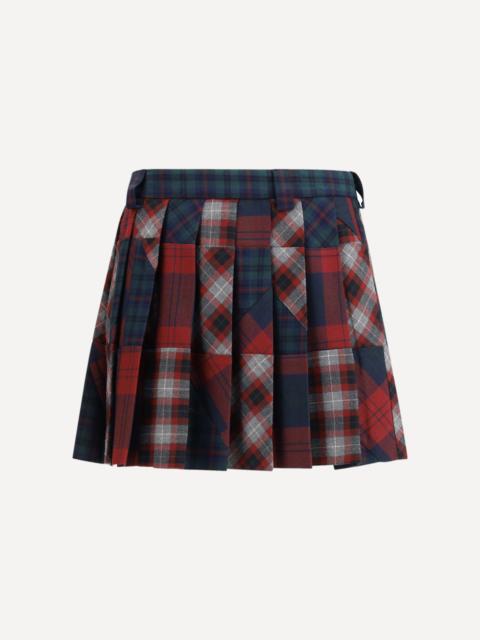 Miu Miu Pleated patchwork tartan mini Skirt