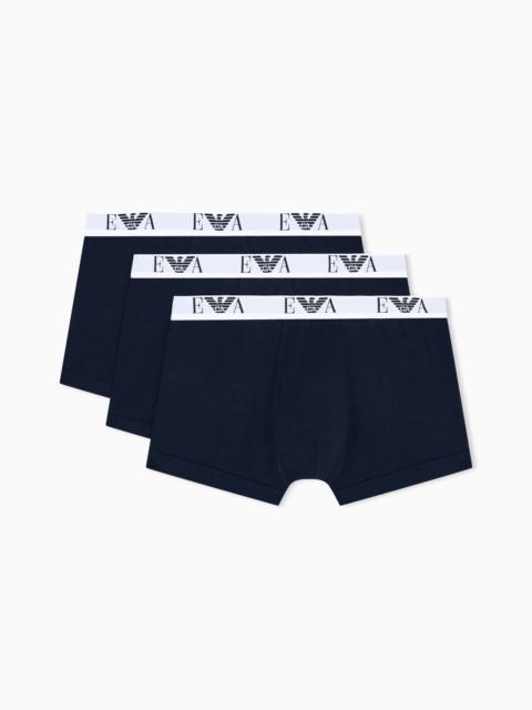 EMPORIO ARMANI THREE-PACK OF STRETCH JERSEY BOXER BRIEFS WITH EA LOGOBAND