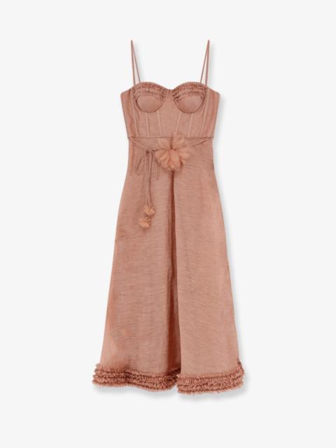 Zimmermann Zimmermann Luna Silk And Linen Blend Midi Dress