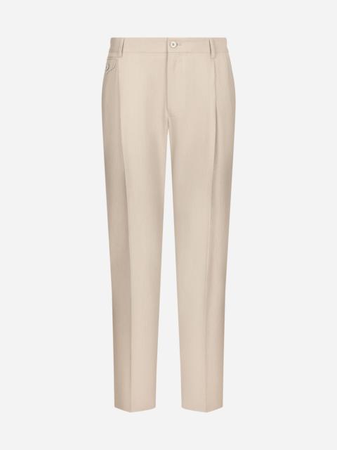 Linen pants with stretch waistband