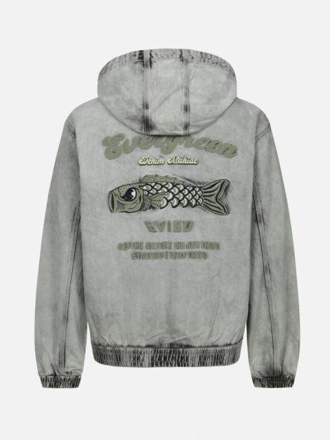 EVISU KOINOBORI AND SEAGULL EMBROIDERY LOOSE FIT HOODED DENIM JACKET