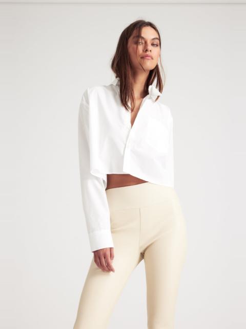 SPRWMN WHITE CROPPED BUTTON DOWN