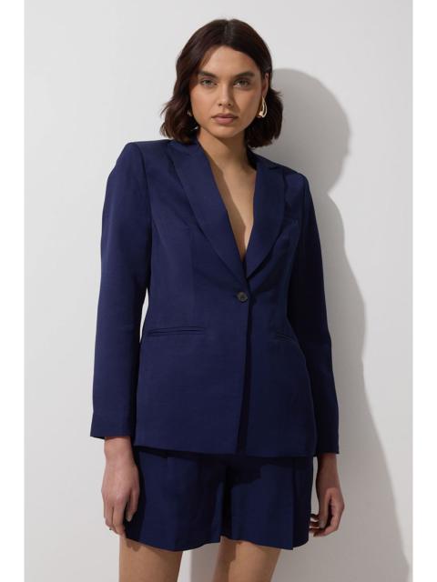 KAREN MILLEN Tailored Viscose Linen Single Breasted Blazer Jacket