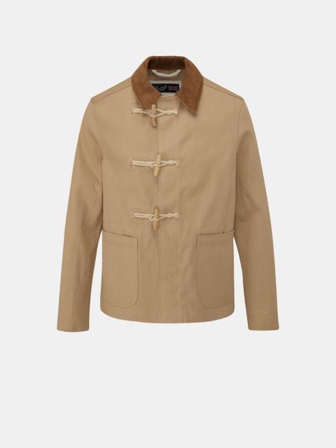 GLOVERALL Men's Short Denim Duffle Jacket Khaki