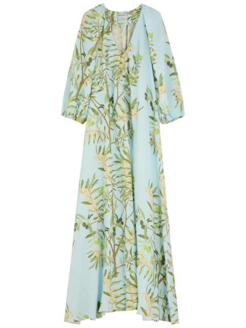 BERNADETTE Bernadette Georgio Printed Linen Maxi Dress