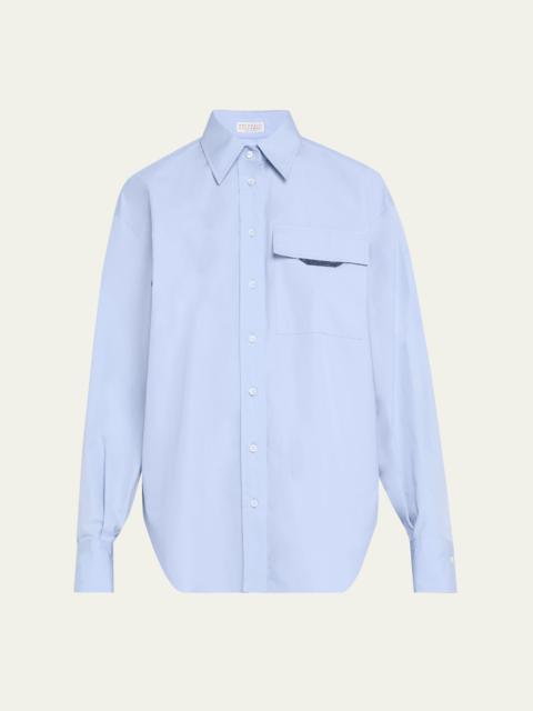 Matte Poplin Shirt with Monili Flap Pocket