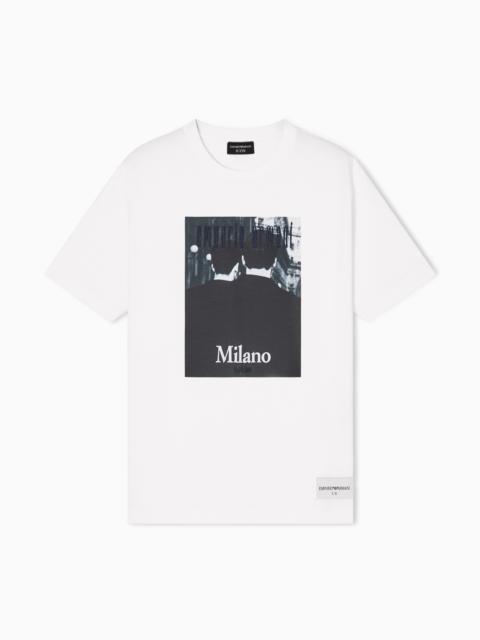 EMPORIO ARMANI ICON JERSEY T-SHIRT WITH PHOTOGRAPHIC PRINT AND EMBROIDERY