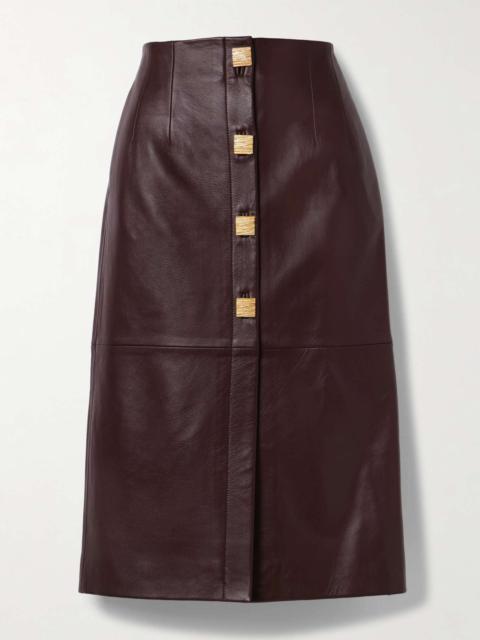 TOVE Pilar leather midi skirt