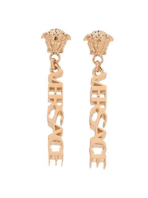 VERSACE Versace Logo Drop Earrings in Gold