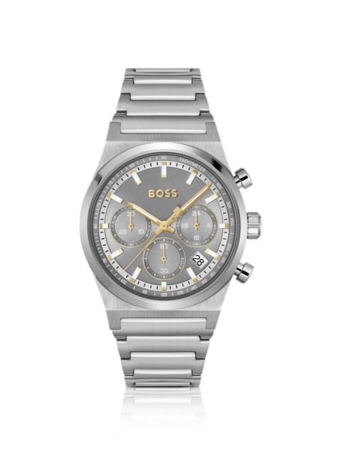 BOSS SILVER-TONE CHRONOGRAPH WATCH WITH LINK BRACELET
