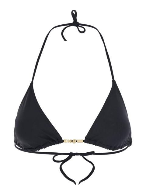 Eres Women 'Ephemere' Black Bikini Top With Beaded Embellishmentsand Triangular Cup In Tech Fabric S
