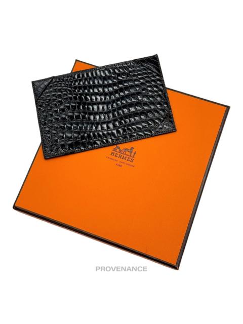 Hermès Hermes Note Card Wallet - Chocolate Brown Crocodile